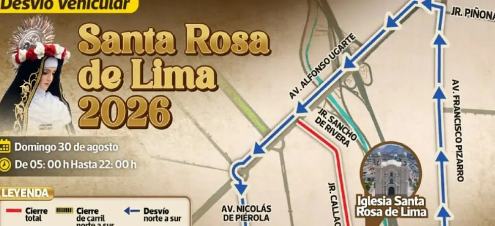 Santa Rosa de Lima: conoce las vías que serán cerradas este domingo