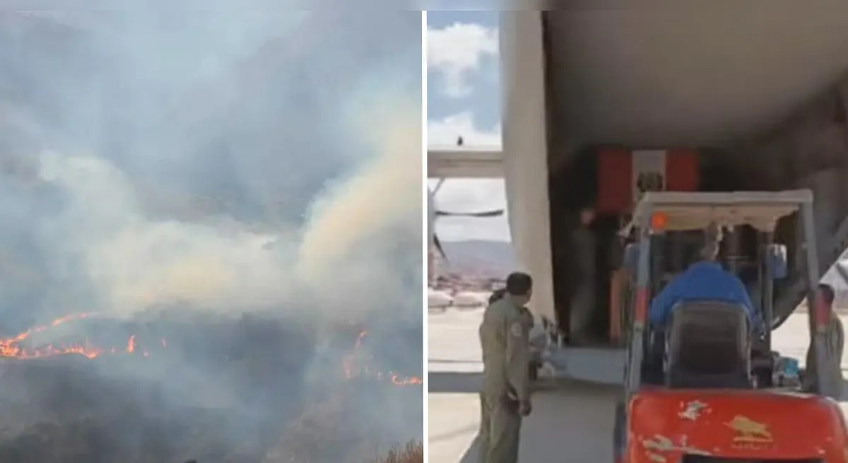 FAP envía avión Spartan y helicóptero MI-17 para combatir incendio forestal en Cusco