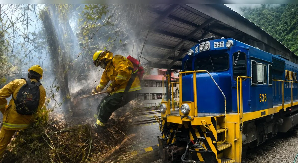 Suspenden la circulación de trenes en el tramo Ollantaytambo-Machupicchu por incendio forestal en Cusco